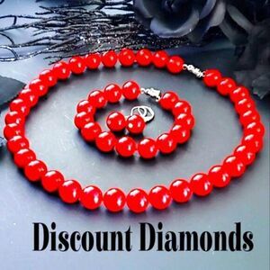 Red 10mm South Sea Shell Pearl 4 Piece Set - Necklace, Earrings, & Bracelet 925